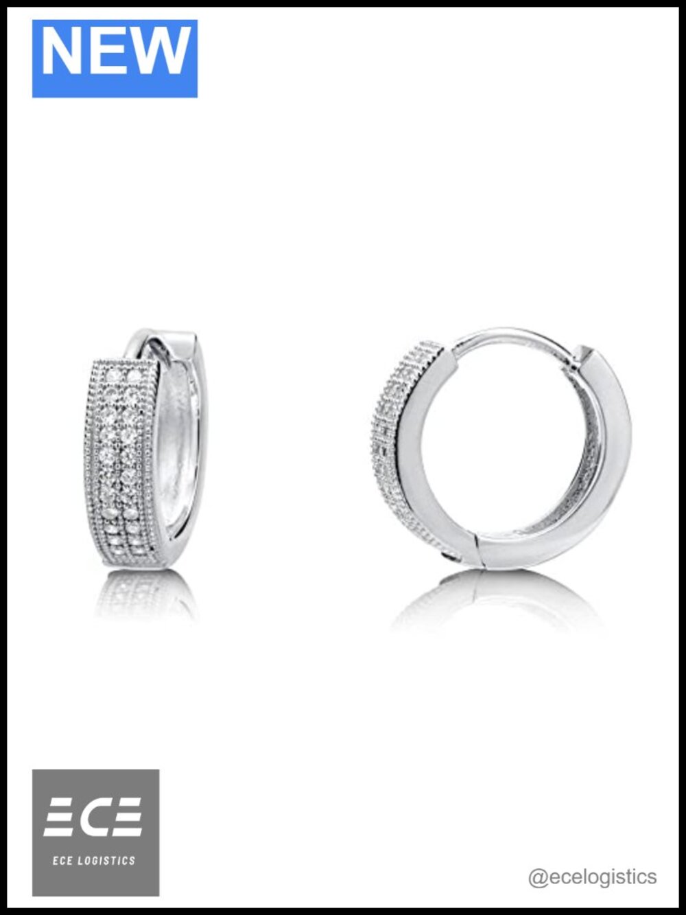 Sterling Silver Gold Flashed CZ Huggie Hoop Earrings Minimalist